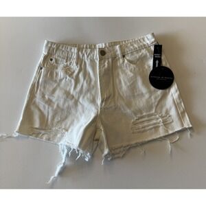 NEW Articles of Society Womens Distressed Off-White Size 27‎ Denim Shorts
